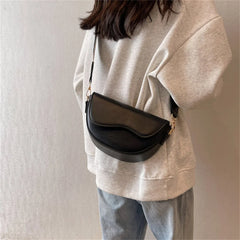 Pu Leather Women'S Crossbody Bags With Stylish Red Wide Shoulder