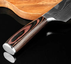 Professional Damascus Kitchen Knives Japanese Santoku Cleaver Slicing Knife Stainless