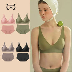 Bra and Panties No Wires Jelly Muscle Bra Comfortable Underwear Set for Women