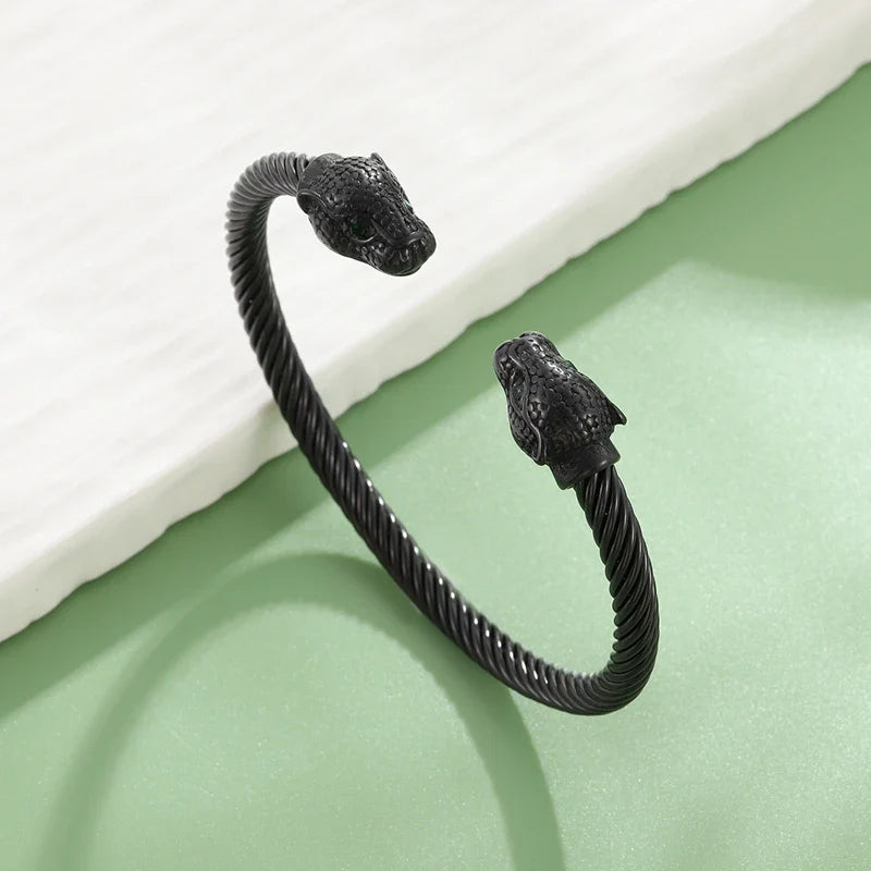 New Fashion Leopard Head Stainless Steel Open Men Women Cuff Bangles Trendy Mesh Surface Chain Link Bracelets Pulsera