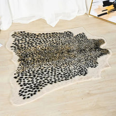 Leopard Print Rug Faux Cowhide Skin Carpet Animal Printed Furry Area Rug