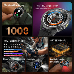 2026 New T-REX3 Outdoor Smart Watch 1.85inch AMOLED 1000mAh Large Battery 5ATM Waterproof Voice Call Sports Men Fitness Bracelet