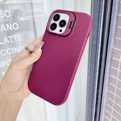 Kickstand Phone Case for iPhone 15 Pro Max 16 Pro Solid Color Matte TPU Funda Lens Protector Cover for iPhone 16 15 14 13 12 11