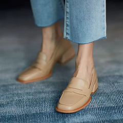 Formal Shoes for Women Loafers Low Heel Elegant Black Ladies