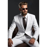 Tuxedo for Mens: White Men Suits Formal Single Breasted Notch Lapel Skinny 2 Piece