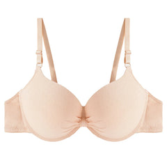 Women Cotton Gathered Bra Deep V Underwire Ladies Brassiere Push Up