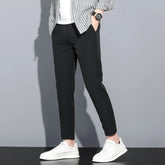 Black Social Tailoring Male Suit Trousers Business Men's Summer Pants 9 Cropped