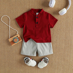 2PCS Infant Baby Boy Clothes Set White Short Sleeves T-shirt Shorts Summer Daily Casual Outfit for Toddler Suits