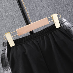 Boys Plaid Outfit Short Sleeves Button Down Hooded Shirt & Shorts Casual For Summer Kids Clothes