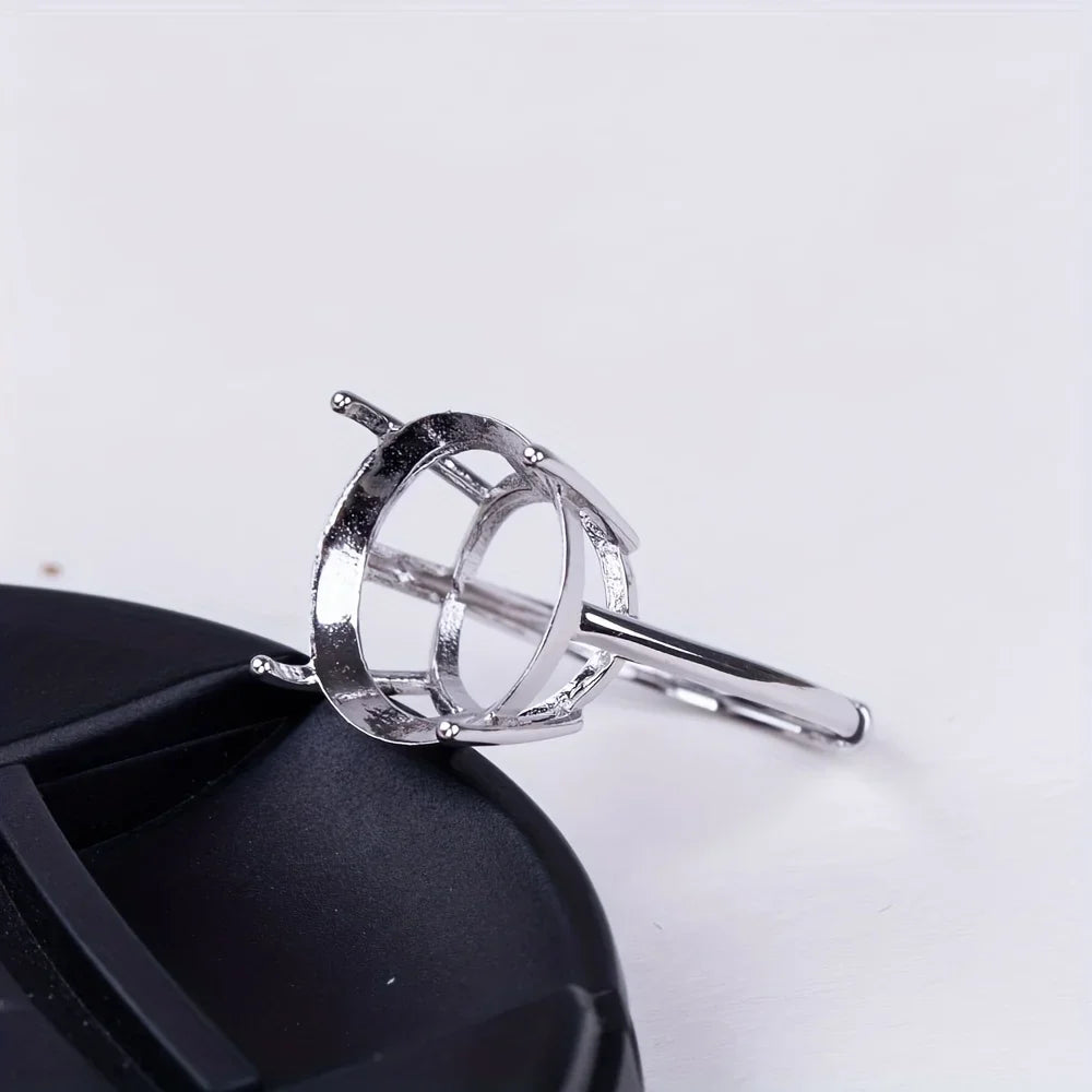 1pc 3-15mm Round 4 Prong Ring Settings Solid 925 Sterling Silver Rose Golden Ring Bezel For Gemstone