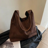 Vintage Women's Bag Suede Shoulder Bag Simple Tote Handbag Large Capacity