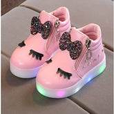 Children Glowing Sneakers Kid Princess Bow for Girls LED Shoes Cute Baby Sneakers
