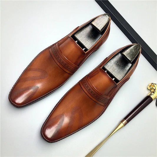 Black Wingtip Men Oxford Shoe Men Loafers Shoes Genuine