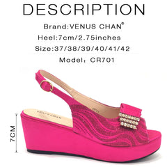 Matching Shoes and Bags: Italian Design Wedding Wedges high Heels Fuchsia Color