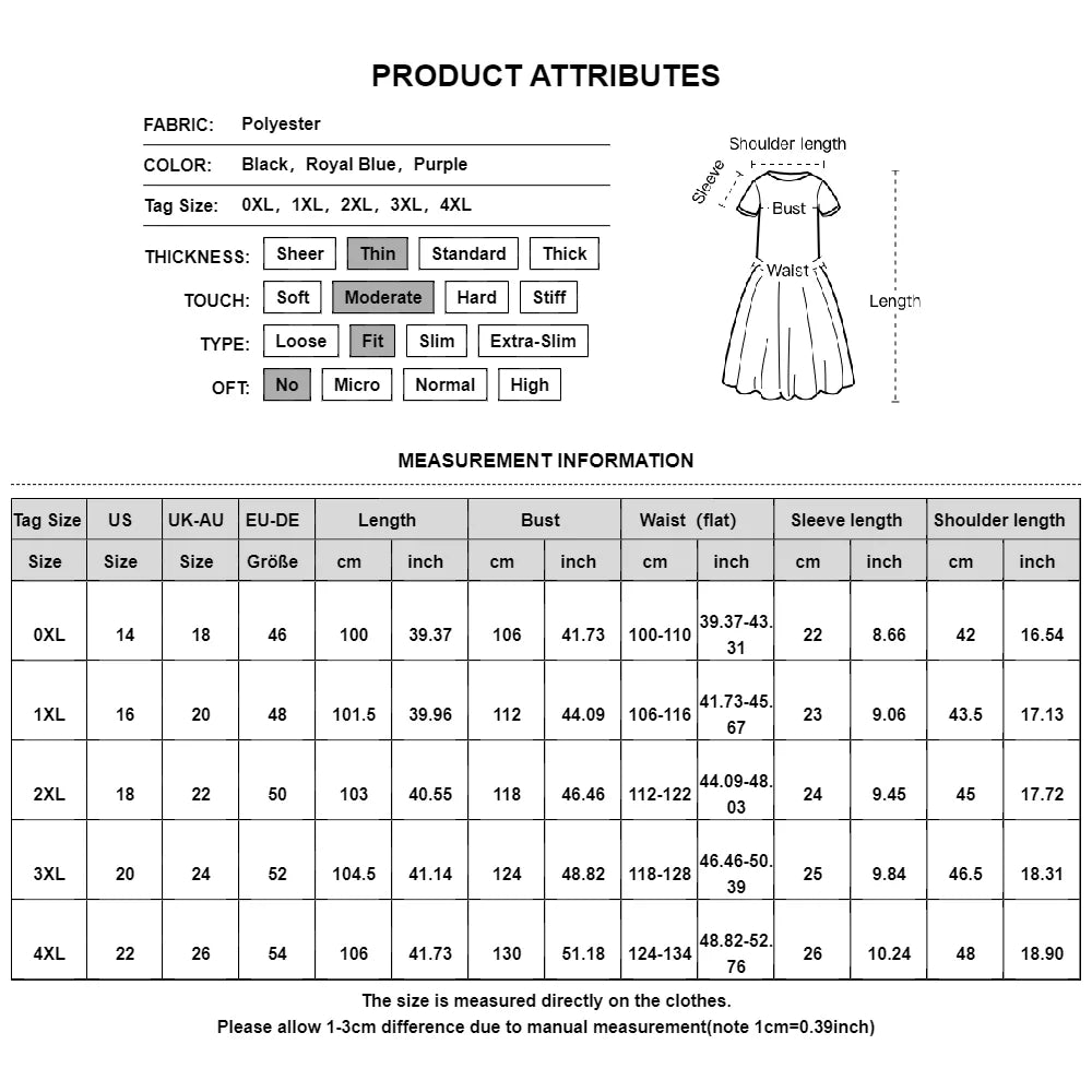 Women's Summer Plus Size Dresses Loose Solid Short Sleeved Fashion