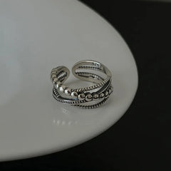 925 Sterling Silver Rings Party Jewelry Vintage Charm Double Layer