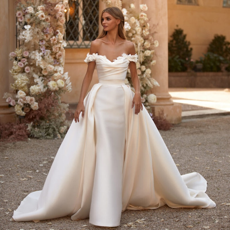 White Bridesmaid Dresses: Wedding Dresses Off Shoulder Mermaid Bride Dress