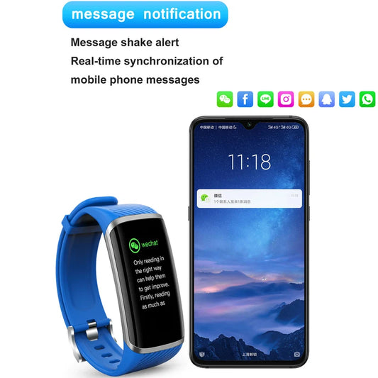 Smart Fitness Bracelet Heart Rate Blood Pressure Fitness Tracker ForAndroid IOS Customize Wallpaper Smart Band Watch Men Women
