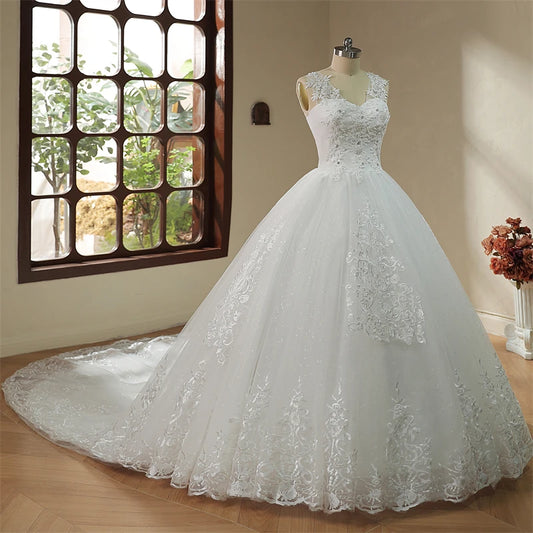 White Bridesmaid Dresses: Plus Size Vestido De Noiva Wedding Dress Long Train