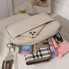 Solid Color Multi-layer Women Sling Crossbody Bag Vintage PU Leather