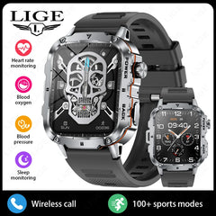 LIGE 2025 Rugged Military Smart Watch Men Outdoor Watches lP68 Waterproof 1.95" Al Voice BT Call Man Smartwatch For Android IOS
