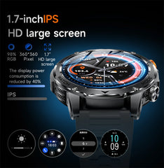 LIGE Military Smart Watch Men 1000mAh Battery Outdoors LED Flashlight Waterproof Heart Rate Sport BT Call 1.7" AMOLED Smartwatch