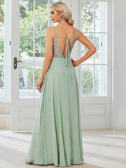 Evening Dresses: Elegant Prom Dress V Back Backless Floor-Length Ever Pretty