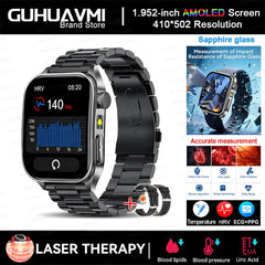 2025 Laser Treatment Three High SmartWatch 1.95" Sapphire Curved Screen ECG+PPG Blood fat Uric Acid Health Diagnosis Smartwatch