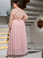 Women Plus Size Maxi Dresses Elegant Applique Spring Fitted Party Dress