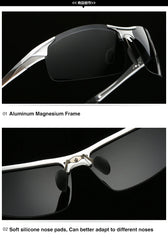 Sunglasses Men Aluminum Magnesium Frame Sport Sun Glasses Driver Retro Goggles