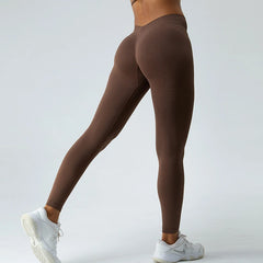 V Back Sport Leggings Female Train Gym Pants Woman Running Workout Leggings