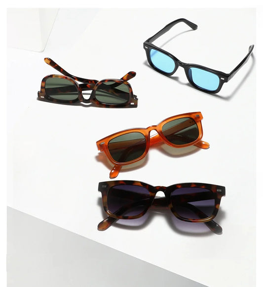 Retro Small Square Sunglasses Women Men Rivets Orange Shades Fashion Eyewear Luxury Sun Glasses UV400 Brand Oculus Female Gafas