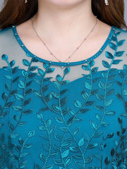 Evening Dresses: Blue Casual Chiffon Mesh Korean Long Dress Women