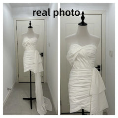 White Bridesmaid Dresses: Sheath Short Wedding Dresses For Women Boat Neck Backless