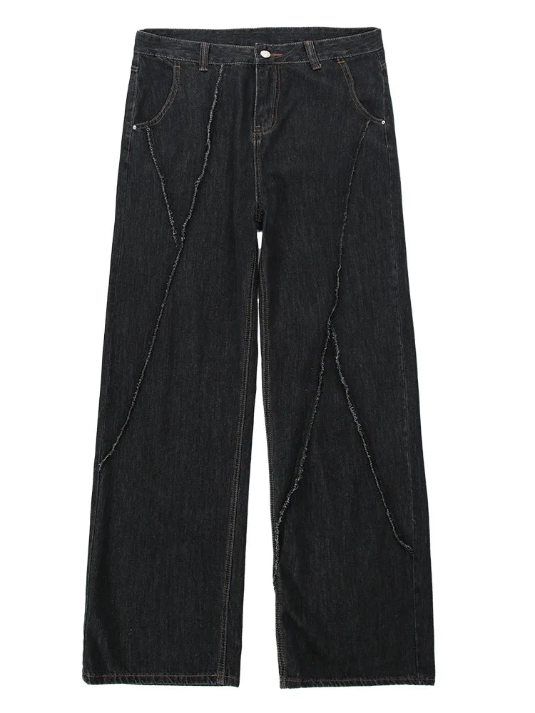 Hip Hop Distressed Jeans Pants Men Ripped Patchwork Denim Trousers