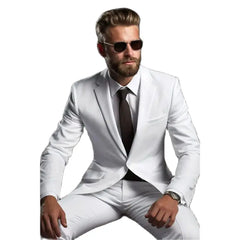 Tuxedo for Mens: White Men Suits Formal Single Breasted Notch Lapel Skinny 2 Piece