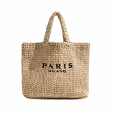 Women's Fashion Large Capacity Handmade Straw Knitting Tote Bag Summer Travel