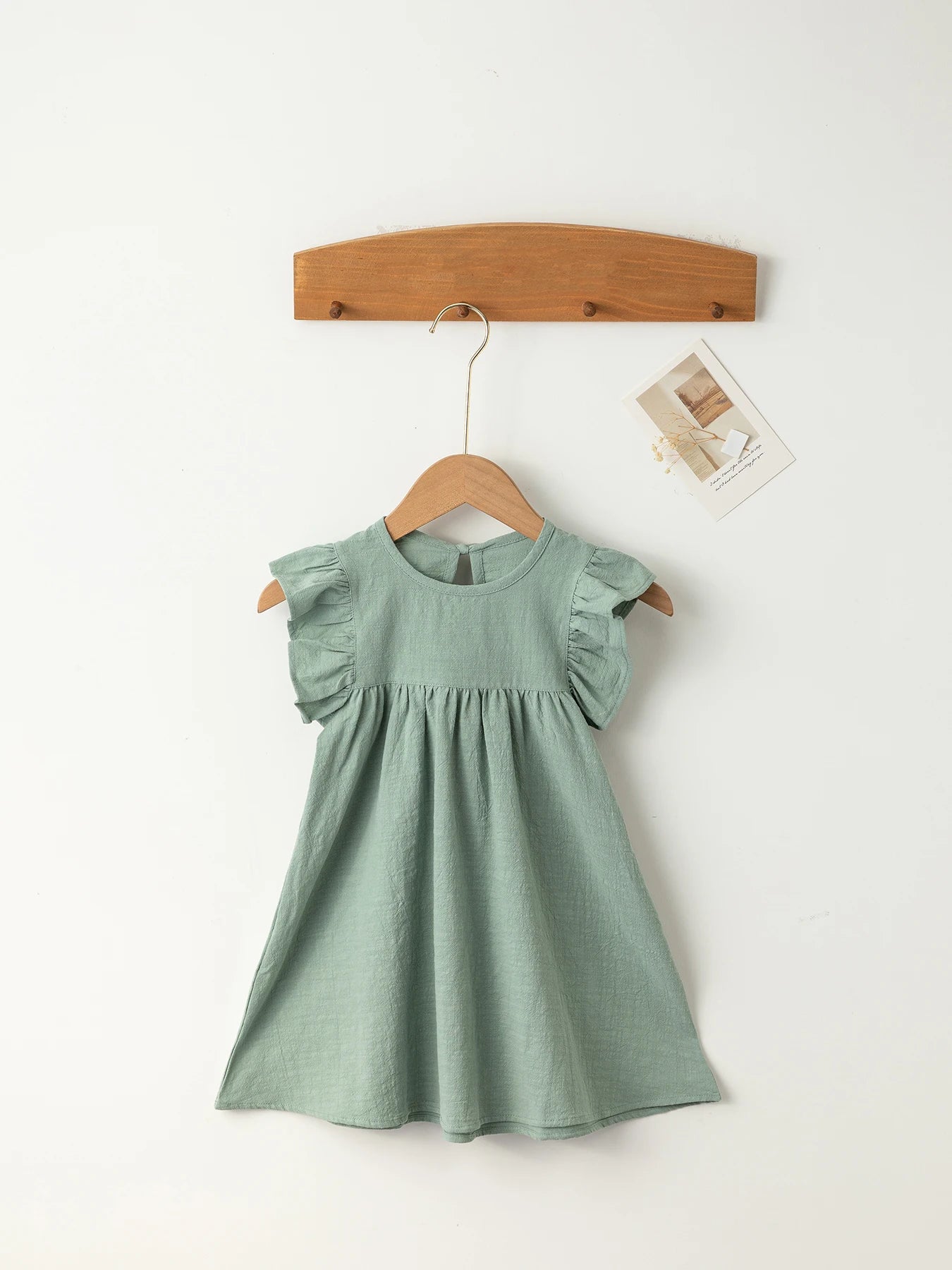Baby Girls' Flying Sleeve Dress Tie-back Overall Dress Cotton Kids Casual Clothes
