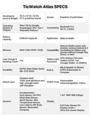 TicWatch Atlas Silver Smartwatch( Refurbished), GPS, barometer, compass, 110+ workout, only for Android