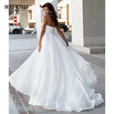 White Bridesmaid Dresses: Wedding Dress Satin Pearls A-Line Chic Sweetheart