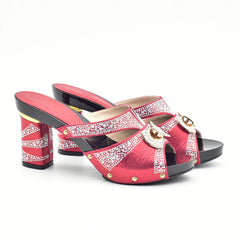 Matching Shoes and Bags: Italian Ladies Shoes and Bag Sets Decorated with Rhinestone