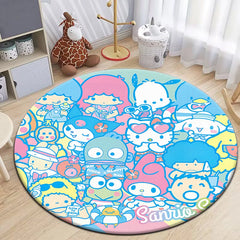 Cartoon HD Printed Round Carpet for Living Room Rugs Camping Picnic Mats