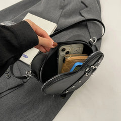 Vintage Y2K Small Chain Rivet Shoulder Bag Heart Shaped Purse Handbag Red