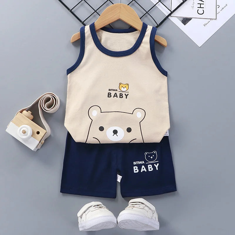 2PCS Children Sets Kids Clothes Spring and Autumn Underwear Set Pure Cotton Boys' and Girls' Pajamas, Home Clothes