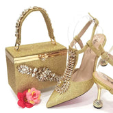 Matching Shoes and Bags: Ladies Shoes And Bags Set Latest gold Italian Shoes