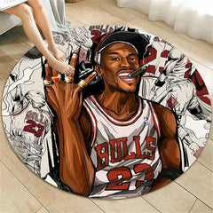 Basketball Star Carpet for Living Room Rugs Camping Picnic Mats Flannel Anti-Slip Rug