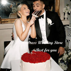 White Bridesmaid Dresses: Wedding Dress Big Bow V Neck Backless A line Bridal Gown