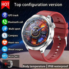 BOXUXING 1.85-inch Smart Watch Men Sport Waterproof Fitness Heart Rate Watches Compass GPS Track NFC Bluetooth Call Smartwatch