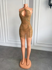 Homecoming Dresses: Cocktail Gowns Black Girl Gold Short Mini Prom Dresses