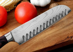 Professional Damascus Kitchen Knives Japanese Santoku Cleaver Slicing Knife Stainless